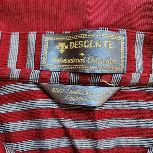 Descente International Collection Golf Polo Mens Size XL Red Gray Striped Vtg - Picture 5 of 8